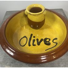 Olives Pottery Round Platter Handmade Terracotta Olive Serving Dish Bowl Vintage