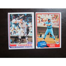 Two (2) Barry Foote Baseball Cards - See Pictures and Description Below