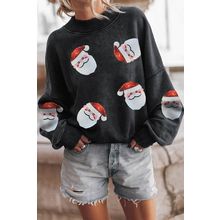 Black Sequined Santa Claus Christmas Fashion Sweatshirt