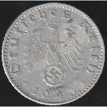 1943 G Germany 50 Reichpfennig Coin