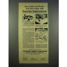 1946 Portland Cement Association Ad - Save Labor, Feed