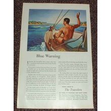 1946 Travelers Insurance Ad - Blue Warning NICE!!