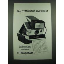 1975 ITT Magicflash for Polaroid SX-70 Cameras Ad - Pays For Itself