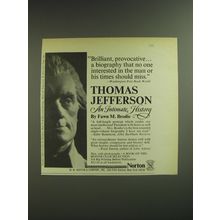 1974 Norton Book Advertisement - Thomas Jeffereson an Intimate History