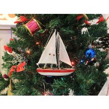 Pack Of 2] Wooden USA Sailboat Model Christmas Tree Ornament 9""