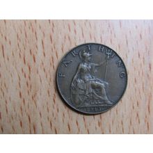 GB 1913 George V Farthing Coin