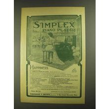 1903 Simplex Piano Player Ad - Happiness