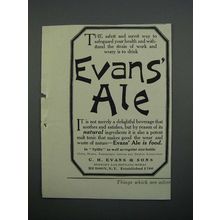 1908 Evans Ale Ad - Way to Safeguard Health is To Drink