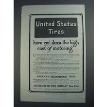1913 United States Tires Ad - Cut Down High Cost