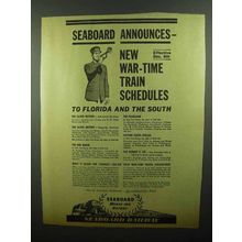 1942 Seaboard Railway Ad - New War-Time Schedules