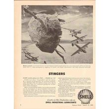 SHELL INDUSTRIAL LUBRICANTS 1943 Stingers WW2 aviation vintage ad