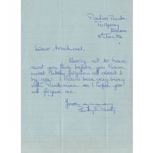 Billy Dainty Comedian 1956 Torquay Hand Signed Letter