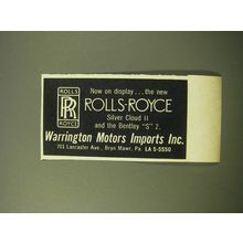 1960 Warrington Motors Imports Inc. Ad - Now on display.. The new Rolls-Royce
