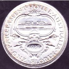 1927 Canberra Australia 1 Florin (2 Shillings) Silver Coin