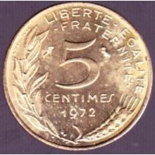 1972 France 5 Centimes Coin