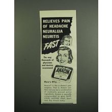 1953 Anacin Medicine Ad - Relieves Pain of Headache