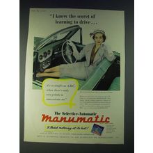 1958 Manumatic Automatic Transmission Ad - The secret of learning to Drive