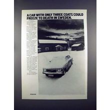 1972 Volvo Car Ad - Three Coats Could Freeze!
