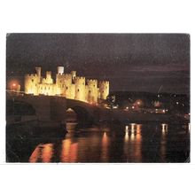 CONWAY CASTLE night, unused postcard Caernarvonshire by J. Arthur Dixon #