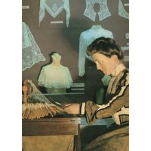 Edith Clark Model Lace Making at Akaros Museum Postcard
