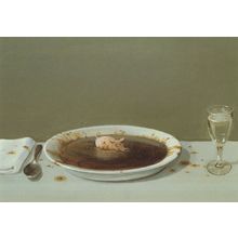 German Pig Soup With Real Pig Swimming Suppenschwein Painting Postcard