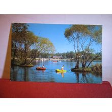 THE BOATING LAKE, BILLING AQUADROME, NORTHANTS used postcard 1973 pm #