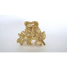 Small mini gold metal leaf hair claw clip