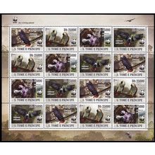 Sao Tome Birds WWF Grey Parrot Sheetlet of 4 sets 2009 MNH MI#3777-3780