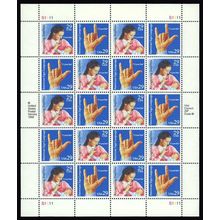 American Sign Language Sheet of Twenty 29 Cent Postage Stamps Scott 2783-84