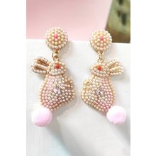 Pink Easter Bunny Pearl Beaded Earrings