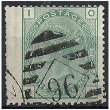 1876 SG150 1/- Green Plate 13 Good+/Fine Used Wing Margin "OI".