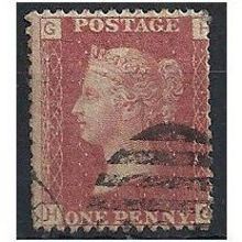 1858 SG43 1d Red Plate 159 Fine Used Check Letters "GH".