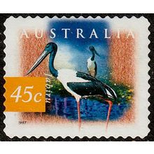 Australia 1997 Bird 45c Used P&S Stamp Jabiru 11.5 Perf