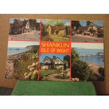 multiview, SHANKLIN-SANDOWN, ISLE OF WIGHT used postcard by Nigh 1987 pm =