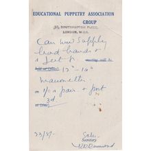 London Educational Puppetry Puppet Association Old Postcard