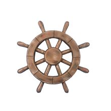 Pack Of 2] Rustic Wood Finish Decorative Ship Wheel 12""