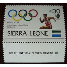 Sierra Leone 1989 Olympic Medal Winners Seoul 30c Men's 100m mint stamp SG1208