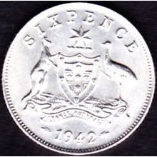 1942 Australia 1 Sixpence coin