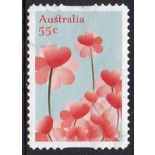 Australia 2009 With Love - Heart Flowers 55c s/a Used