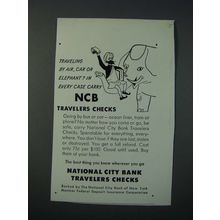 1952 National City Bank Travelers Checks Ad - Traveling by Elephant