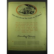 1952 Country Climax Bulk Loader Ad - 1750 tons moved by 2 men in 27 hours