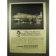 1956 Vickers Viscount Plane Ad - Fly in a Turbo-Prop