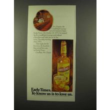 1975 Early Times Bourbon Ad - To Know