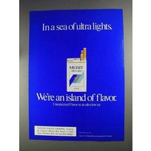 1991 Merit Ultra Lights Cigarettes Ad - In a Sea
