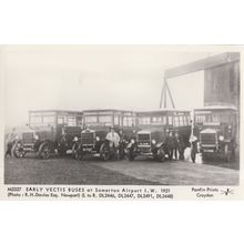 Vectis Bus Trams at Somerton Airport & Driver Conductor Postcard