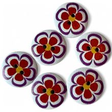 6 Pack 20mm Wooden Floral Buttons Flower Sewing Cardigan 2 Hole Crafts