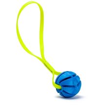 Blue Spiral Ball 2.75" (7cm) W/ Safety Yellow Biothane Handle