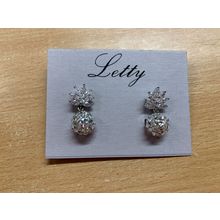 NEW LETTY'S SWAROVSKI CLEAR CRYSTALS PINEAPPLE SHAPE STUD EARRINGS 10g (P3)