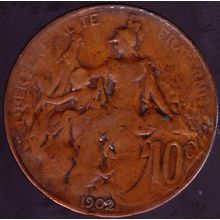 1902 France 10 Centimes Coin