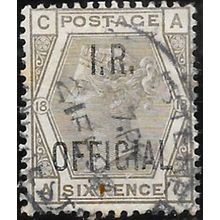 QV 1882-1901 SG04 6d Grey Plate 18 I.R. Official Used
